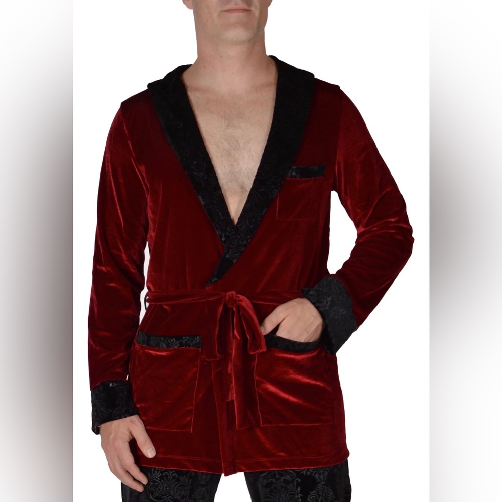 High Quality Hugh Hefner velvet robe + pipe